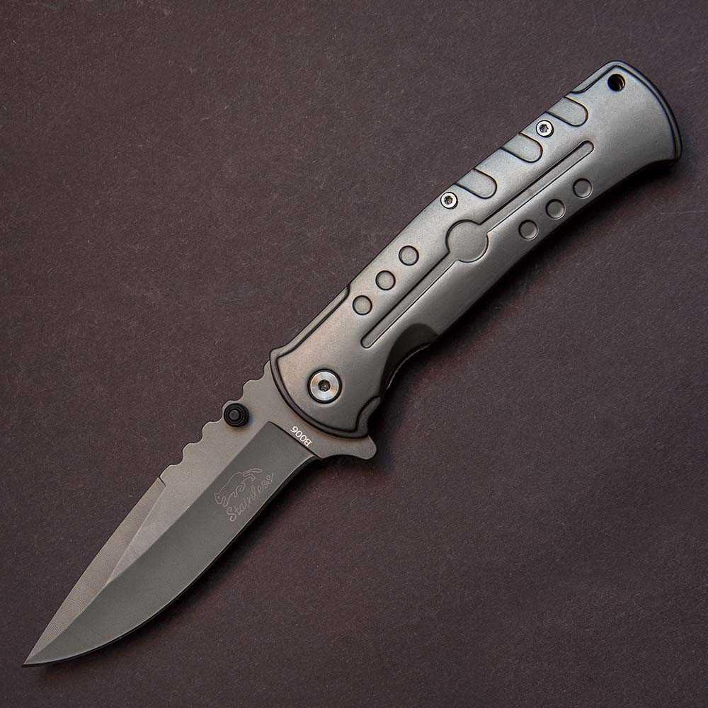 Нож складной механический Stainless серый матовый B006 - фото 2 - id-p115310283