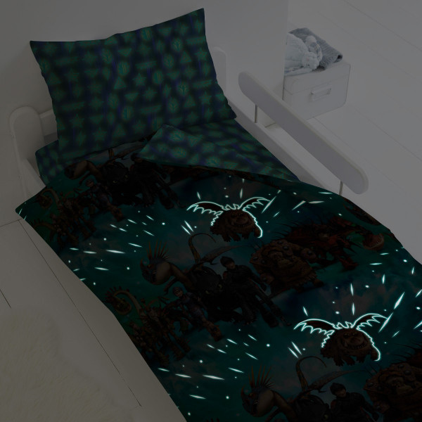 Детское постельное белье «Как приручить дракона» Викинги и драконы Neon 562863 (1,5-спальный) Светится в темно - фото 3 - id-p115320336