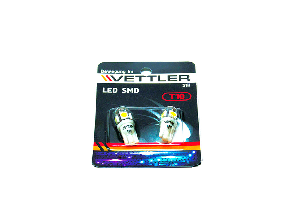 Лампа светодиодная 12 V T10-5 SMD белая повторит, габарит б/цок (к-т 2шт)