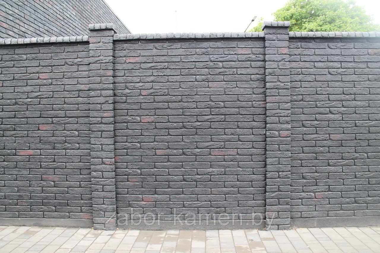 Забор бетонный двухсторонний ПРУССИЯ ЧЁРНАЯ (6 панелей) - фото 1 - id-p63388915