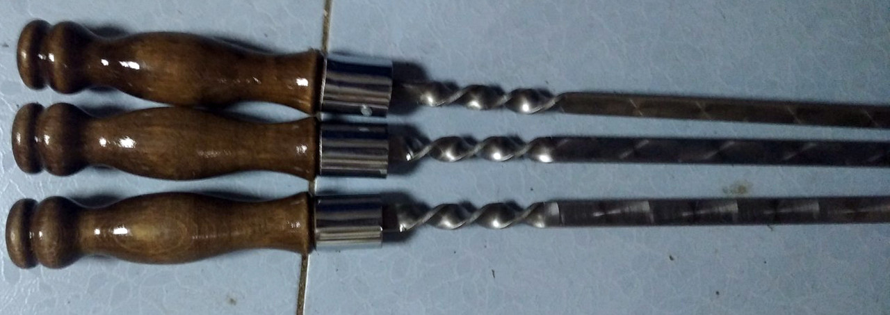 Кованные шампура с деревянной ручкой 50 см - фото 2 - id-p115422719