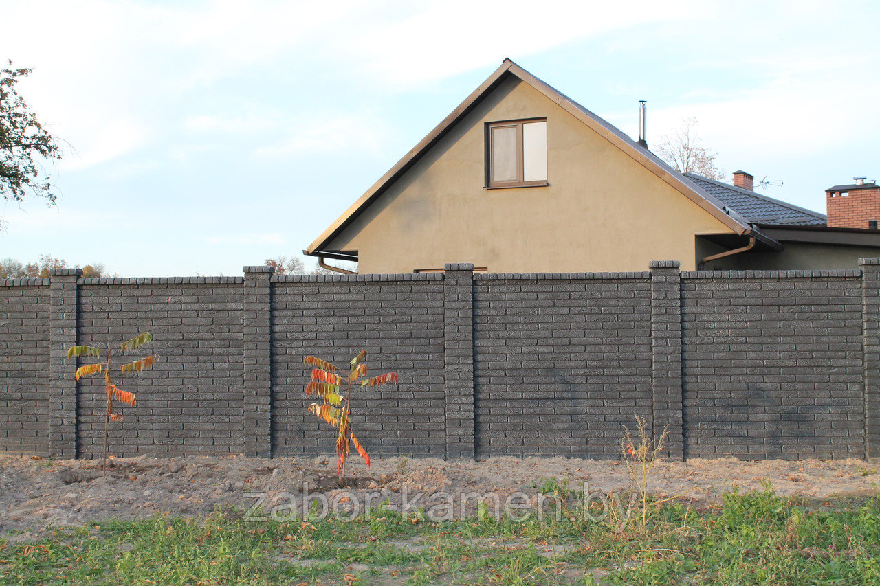 Забор бетонный двухсторонний КИРПИЧ ЧЁРНЫЙ (6 панелей) - фото 4 - id-p87059602