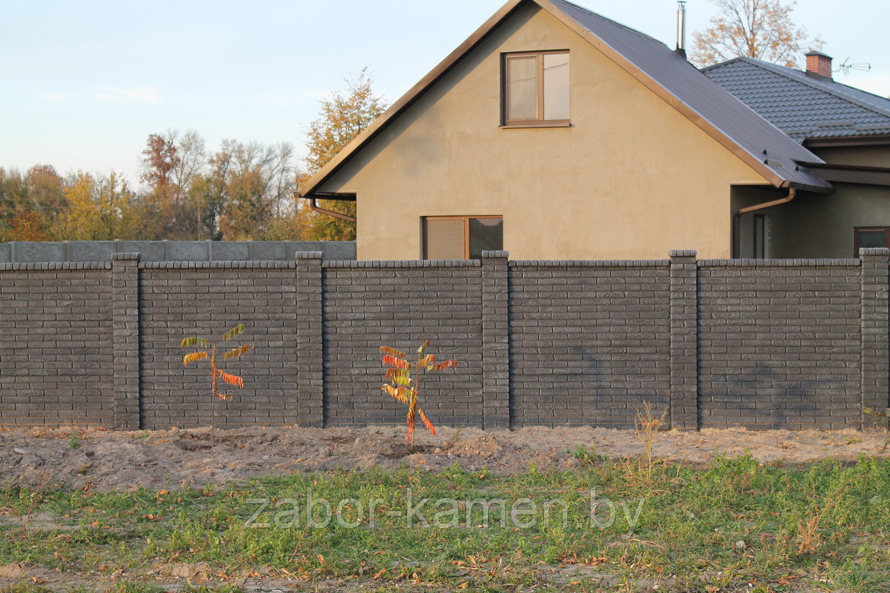 Забор бетонный двухсторонний КИРПИЧ ЧЁРНЫЙ (6 панелей) - фото 5 - id-p87059602