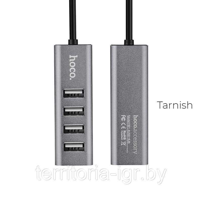 Разветвитель USB Hub 4 порта USB-A - USB 2.0 HB1 графитовый Hoco - фото 1 - id-p91507447