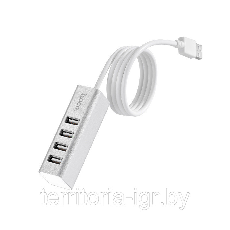 Разветвитель USB Hub 4 порта USB-A - USB 2.0 HB1 графитовый Hoco - фото 2 - id-p91507447