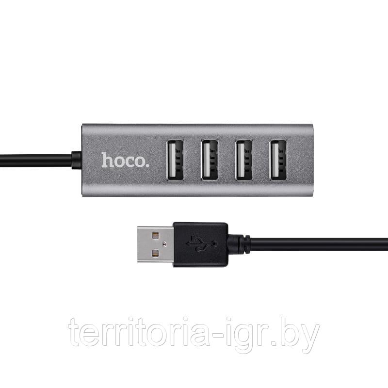 Разветвитель USB Hub 4 порта USB-A - USB 2.0 HB1 графитовый Hoco - фото 3 - id-p91507447