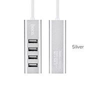 Разветвитель USB Hub 4 порта USB-A - USB 2.0 HB1 серебро Hoco