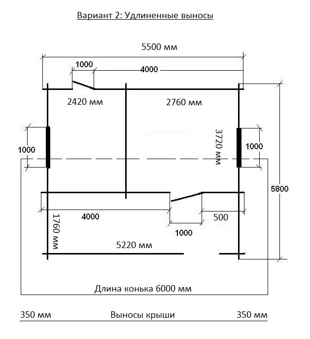Дачный домик "Лесник" 5,5 х 5,8 м из профилированного бруса, толщиной 44мм (базовая комплектация) - фото 2 - id-p72134700