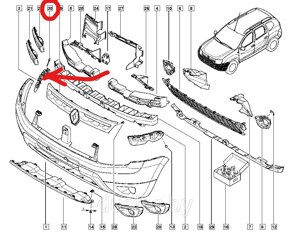 Кронштейн переднего бампера правый для Renault Duster 2015- RENAULT(Франция) ОРИГИНАЛ - фото 2 - id-p115502339