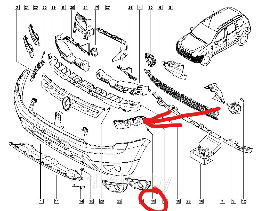 Кронштейн переднего бампера левый для Renault Duster 15- RENAULT(Франция) ОРИГИНАЛ - фото 1 - id-p115502396