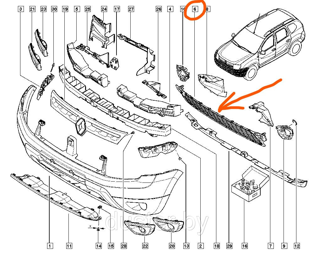Решетка в бампер для Renault Duster 2015- - фото 2 - id-p115502404