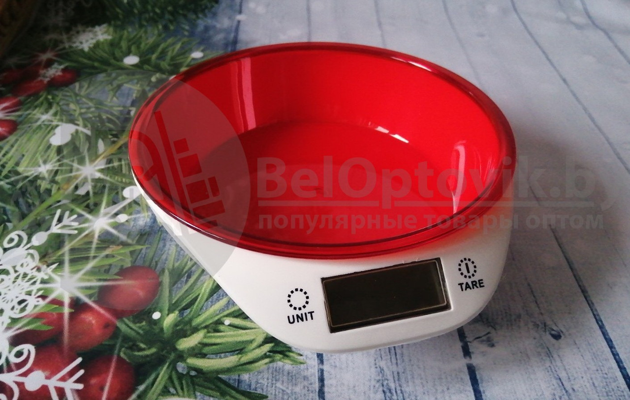 Электронные кухонные весы Kitchen Scales 5кг со съемной чашей Красная чаша - фото 3 - id-p115507631