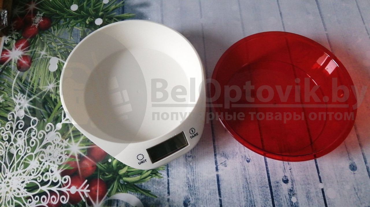 Электронные кухонные весы Kitchen Scales 5кг со съемной чашей Красная чаша - фото 5 - id-p115507631