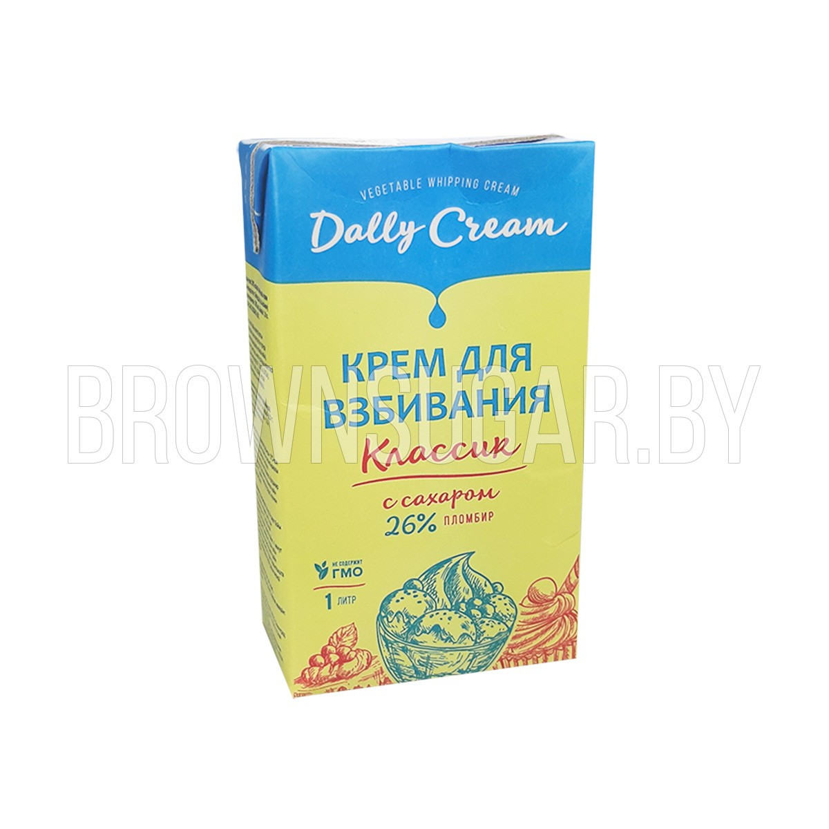 Крем на растительных маслах для взбивания DALLY CREAM 26%, пломбир (Россия, 1000 мл) - фото 1 - id-p115531758