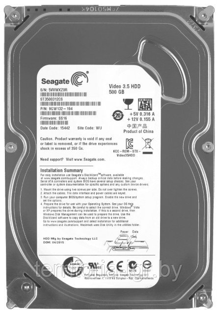 HDD Внутренний жесткий диск 3.5 ST3500312CS Sata 2.0 500 Гб Seagate - фото 1 - id-p115539332