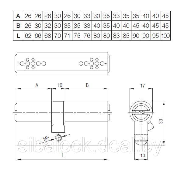 Цилиндровый механизм Kale 164 BN 80mm (30x10x40) 5 ключей - фото 2 - id-p110715497