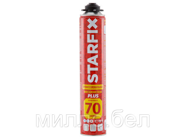 Пена монтажная профессиональная всесезонная STARFIX Foam Pro Plus 70 (890мл) (Выход пены до 70 литров) - фото 1 - id-p114930902