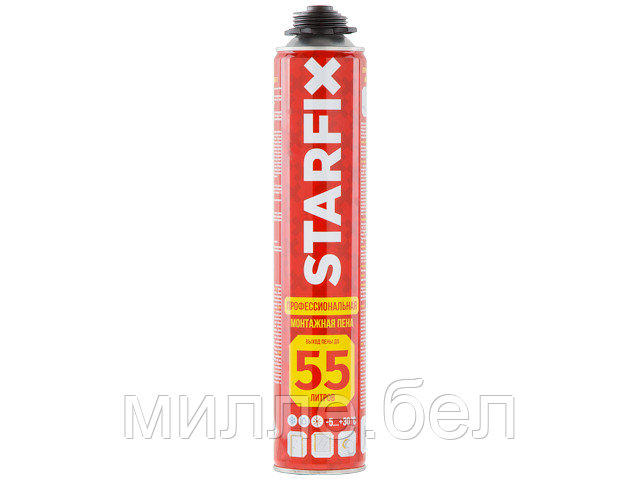 Пена монтажная профессиональная всесезонная STARFIX Gunfoam (750мл) (Выход пены до 55 литров) - фото 1 - id-p114934066