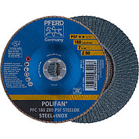 Круг (диск) шлифовальный торцевой лепестковый 180 мм POLIFAN PFC 180 Z80 PSF STEELOX, Pferd, Германия
