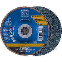 Круг (диск) шлифовальный торцевой лепестковый 100 мм POLIFAN PFC 100 Z60 PSF STEELOX, Pferd, Германия