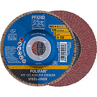 Круг (диск) шлифовальный торцевой лепестковый 125 мм POLIFAN PFF 125 A120 PSF STEELOX, Pferd, Германия