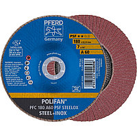 Круг (диск) шлифовальный торцевой лепестковый 180 мм POLIFAN PFC 180 A60 PSF STEELOX, Pferd, Германия