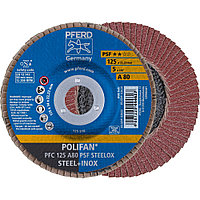 Круг (диск) шлифовальный торцевой лепестковый 125 мм POLIFAN PFC 125 A80 PSF STEELOX, Pferd, Германия