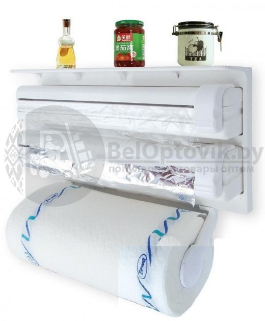 Кухонный держатель для бумажных полотенец, пищевой пленки и фольги Triple Paper Dispenser - фото 3 - id-p115729462