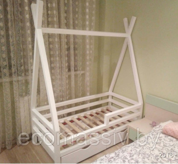 Кровать детская домик-Вигвам с горизонтальными бортиками - фото 3 - id-p115729599