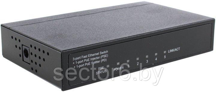 MultiCo Неуправляемый коммутатор (3UTP 10/100Mbps + 1UTP PoE Splitter +1UTP PoE Injector), фото 2