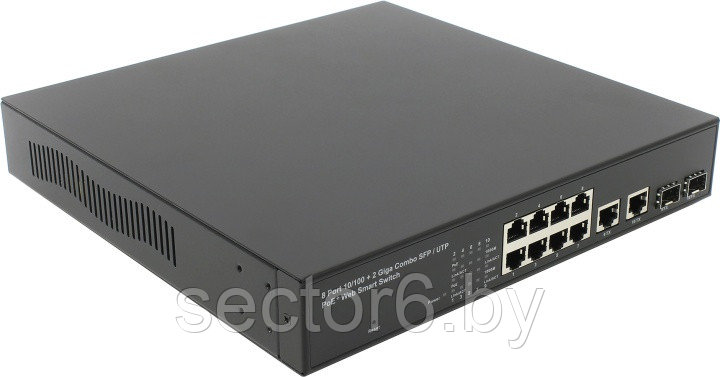 MultiCo  Web Smart Fast E-net Switch  (8UTP  10/100M PoE  +2Combo  1000BASE-T/SFP)