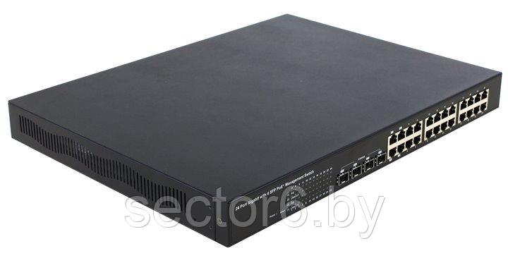 MultiCo Управляемый коммутатор (20UTP 10/100/1000Mbps+ 4Combo 1000BASE-T/SFP PoE+), фото 2