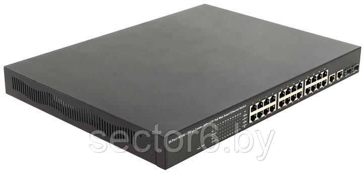 MultiCo Управляемый коммутатор (24UTP 10/100/1000Mbps + 2Combo 1000BASE-T/SFP PoE+), фото 2