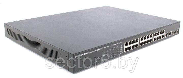 MultiCo Управляемый коммутатор (24UTP 10/100Mbps PoE +2Combo 1000BASE-T/SFP), фото 2