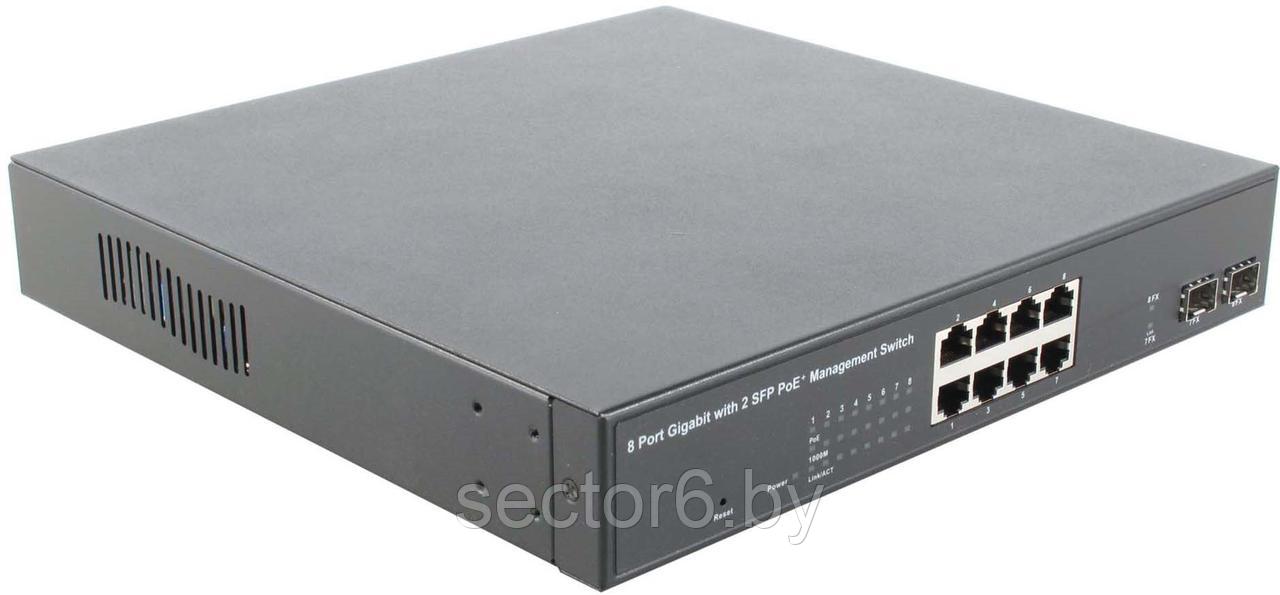MultiCo  Управляемый коммутатор (8UTP 10/100/1000Mbps PoE +2Combo 1000BASE-T/SFP)