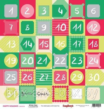 Бумага для скрапбукинга 30,5х30,5 см 180 гр/м двусторон Зимние Каникулы Дни