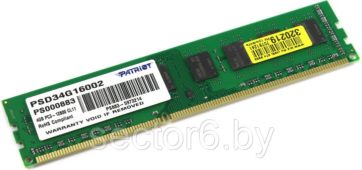 Оперативная память Patriot 4GB DDR3 PC3-12800 (PSD34G16002), фото 2