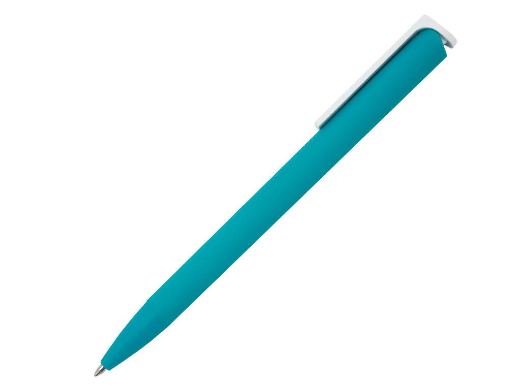 Ручка шариковая, пластик, софт тач, бирюзовый/белый, Click
