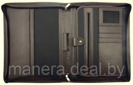 Папка деловая «Кворум», 360 × 275 × 30 мм, коричневая, черная - фото 3 - id-p115785493