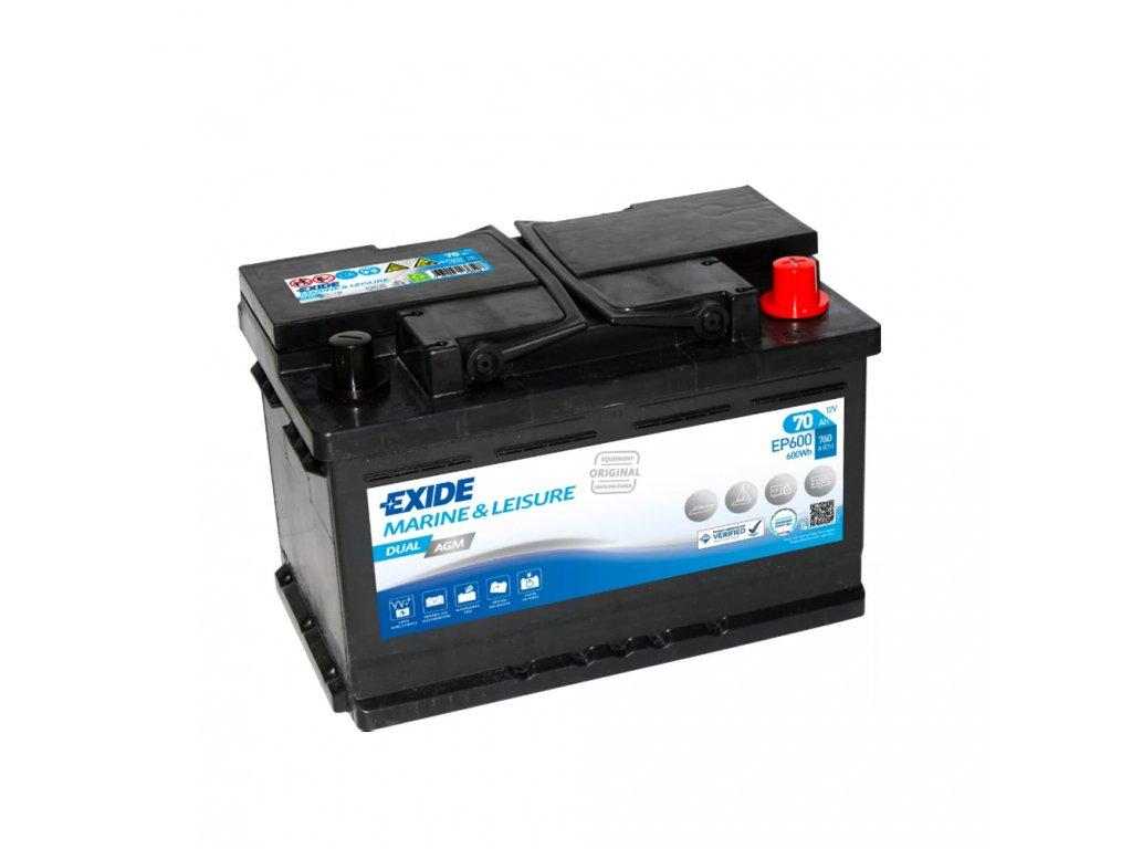 Аккумулятор EXIDE Dual AGM стартерно-тяговый лодочный EP600 (70 А/ч) 700A R - фото 2 - id-p115792968