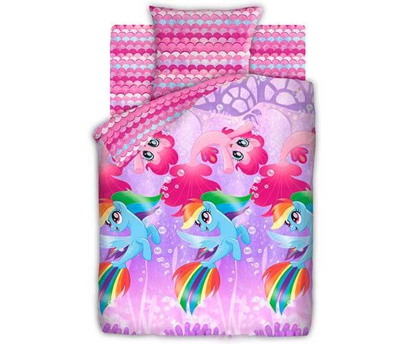 Детское постельное белье «My Little Pony» Подводные пони 550297 (1,5-спальный) + подарок - фото 1 - id-p115796264