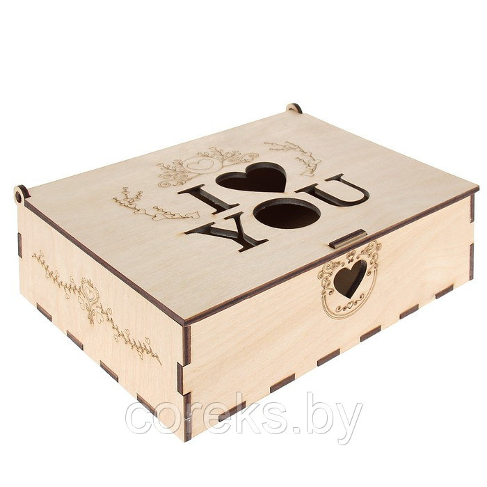 Деревянная подарочная коробка "Люблю тебя" (25*20*7 см) - фото 1 - id-p115819750