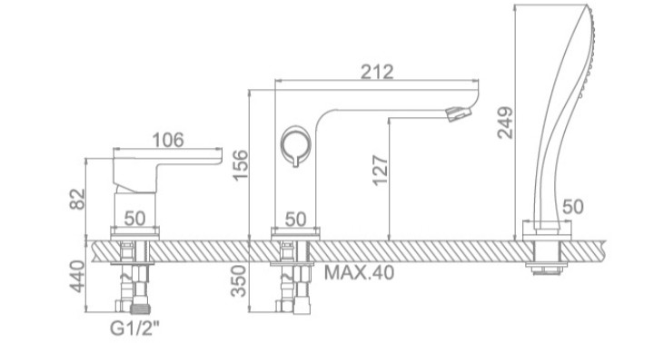 Смеситель для ванны Ledeme L1153W - фото 3 - id-p115820119