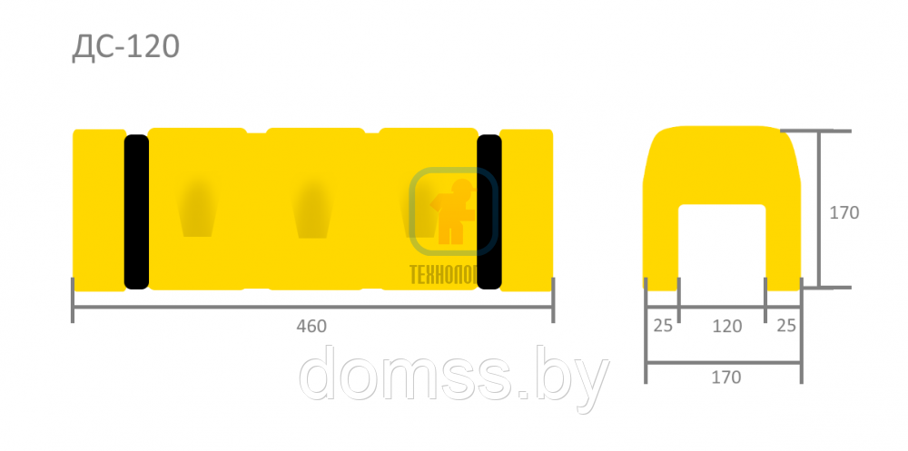 Демпфер для стоек стеллажей ДС-120 (460х170х170) паз 120х115 мм