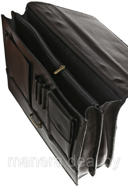 Портфель деловой из натуральной кожи Rovicky, 380 × 280 × 100 мм, черный - фото 3 - id-p115840290