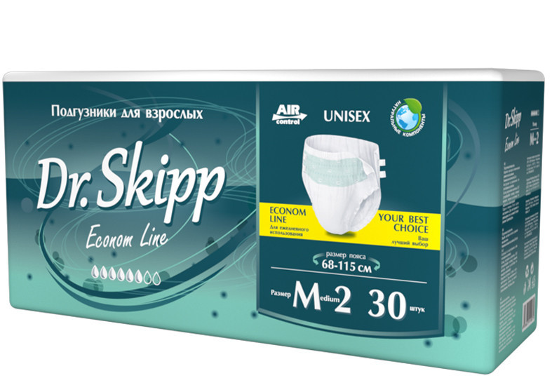 Подгузники для взрослых DR.SKIPP Econom, размер 2 (M), 30 шт. - фото 1 - id-p115842725
