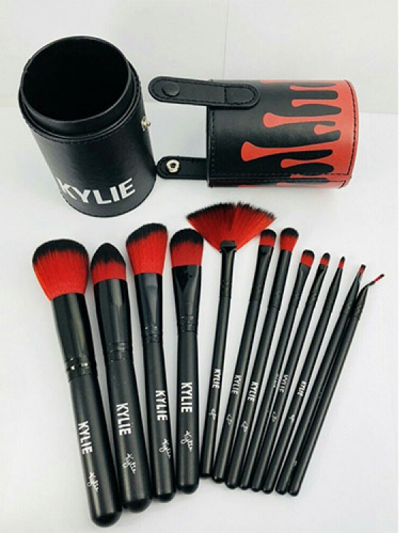 Набор кистей для макияжа в тубусе KYLIE RED/Black, RED/White 12 шт - фото 4 - id-p115845091