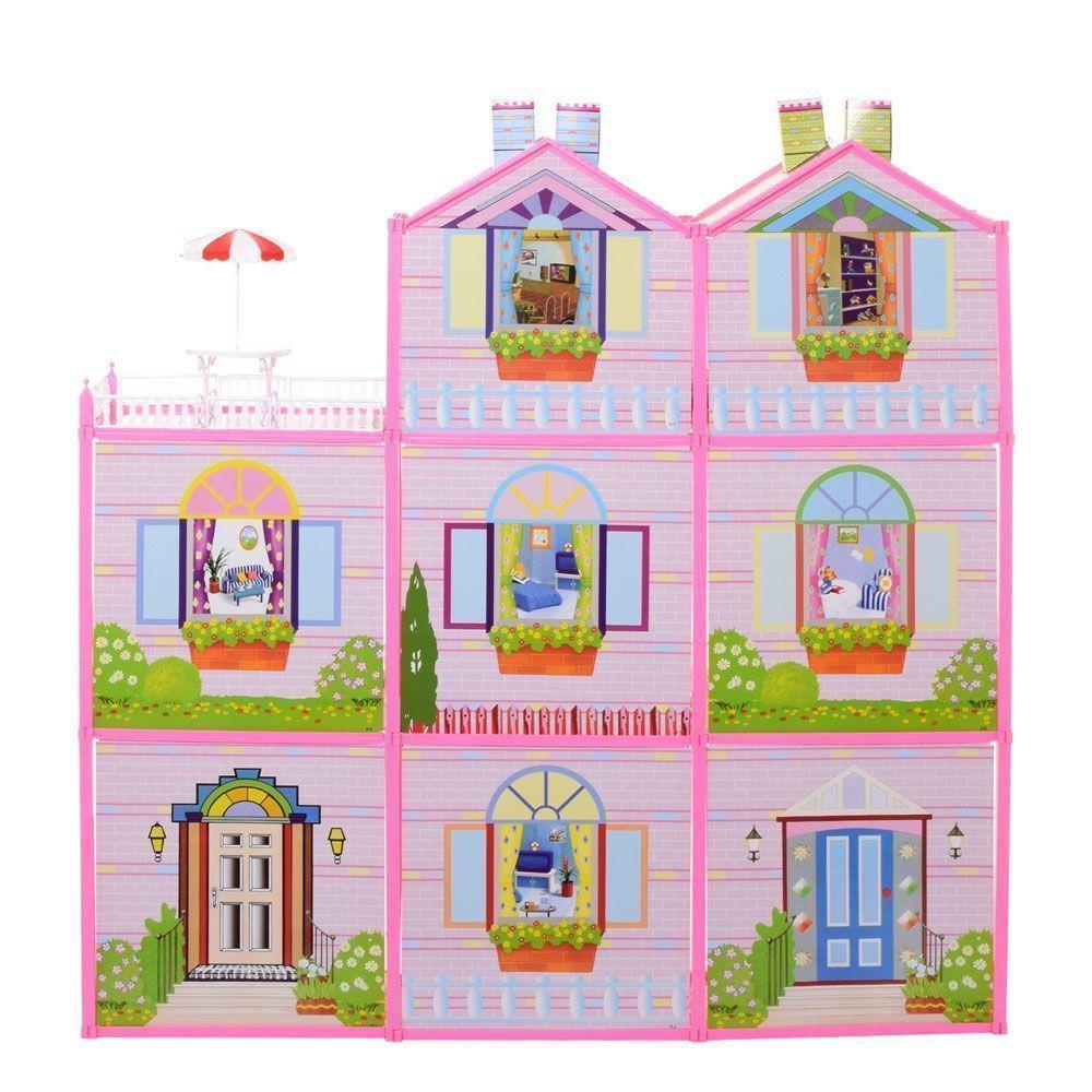 6992 Домик для кукол Барби, игровой кукольный домик FASHION DOLL HOUSE, 245 предметов, 109 см, свет - фото 4 - id-p115845954