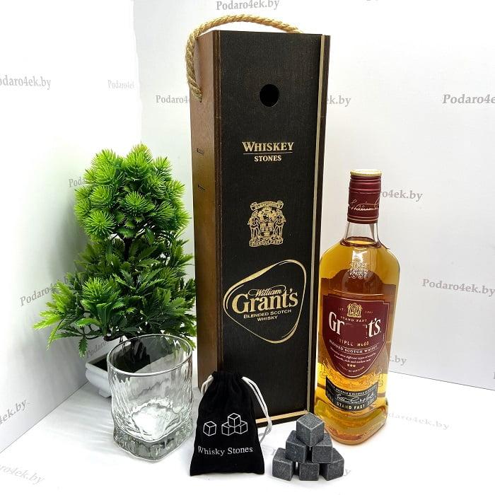 Подарочный набор для виски «Grants» со стаканом и камнями