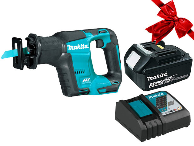 Аккум. сабельная пила MAKITA DJR 188 Z в кор. + АКЦИЯ (BL1830B + DC18RC) (18.0 В, 1 акк., 3.0 А/ч, Li-Ion,